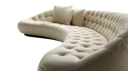 Obraz premium Curved, cream couch, deep button tufting, two square pillows