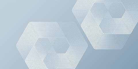 Vector hexagon lines on gray background. Geometric stripe line abstract modern
