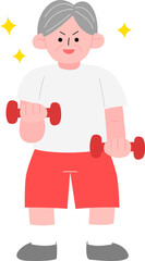 아령 운동하는 노인 할아버지 건강한 노