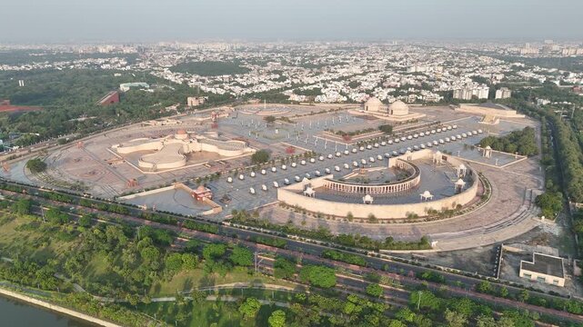 Aerial Shot of Ambedkar Park in Lucknow, Uttar Pradesh, India