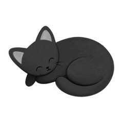 cute black cat sleeping, hand drawn illustration