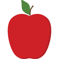 Red Apple With Green Leaf And Stem Isolated On Transparent Background