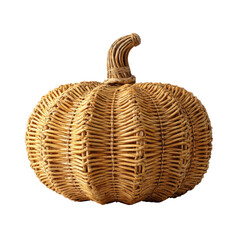 Woven, round pumpkin with curled stem