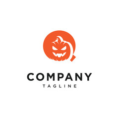 Letter Q Pumpkin Halloween Logo Icon Vector