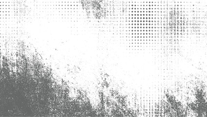 Abstract gray and white background with scattered dots and textured areas creating distressed effect.