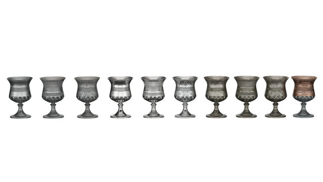 3d rendering antiquei slver goblets