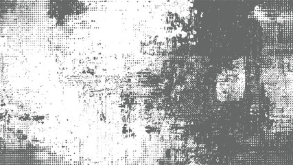 distressed gray and white background with halftone dot pattern and grunge texture.