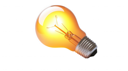 Glowing lightbulb illuminates innovation and bright ideas on transparent background
