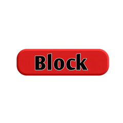 Red Block Button Icon – 3D Digital Design for Interface, Alert, or UI Concept