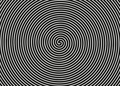 Hypnotic Black and White Spiral Pattern with Abstract Concentric Circles, Optical Illusion Background for Modern Art, Design Projects, and Visual Effect Concepts