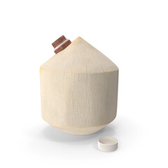 Tender coconut with straw and wooden cap for drinking