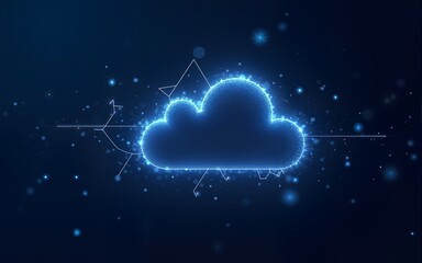 Cloud computing form lines, triangles and particle style design. Illustration vector. High quality