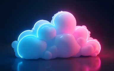 Neon light cloud computing futuristic technology. High quality