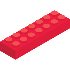 Red Building Block Toy with Transparent Background Ideal for Childrens Construction and Creative Play