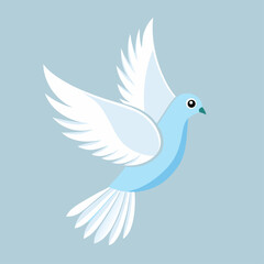 Blue and White Dove in Flight – Stylized Peace Bird Illustration on Light Background