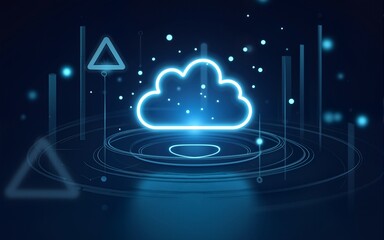 Naklejka premium Digital transformation icon illustrating cloud technology and data connectivity. High quality