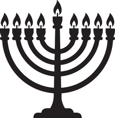 Hanukkah Menorah Silhouettes Minimalist Sharp Eight Candles Flame Design
