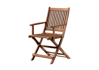 Wooden folding chair with armrests. Summer vibes