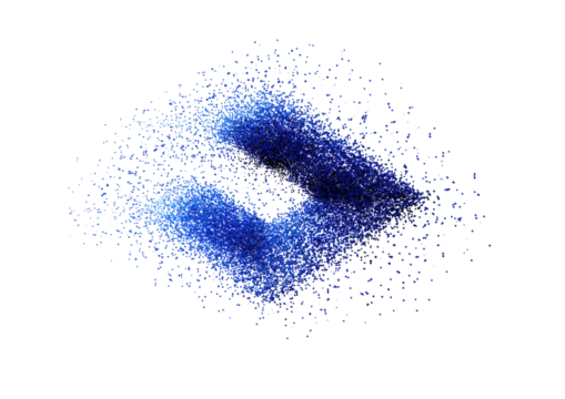 Blue, indistinct shape with speckled, blurred edges