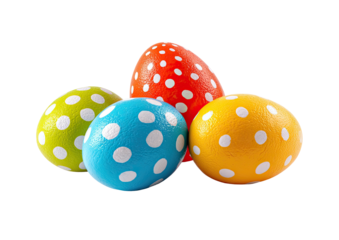 Polka-dotted Easter eggs red, blue, yellow, & green