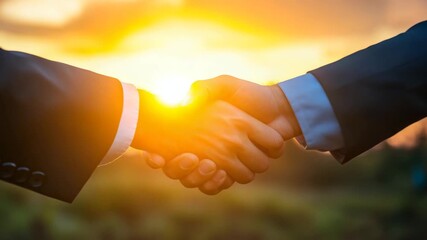Handshake between businessmen during sunset deal - Powered by Adobe