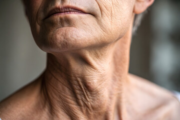 Fototapeta premium Close-up neck skin showing fine lines
