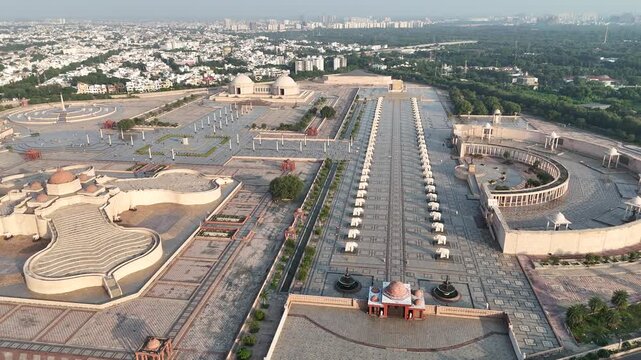 Aerial Shot of Ambedkar Park in Lucknow, Uttar Pradesh, India