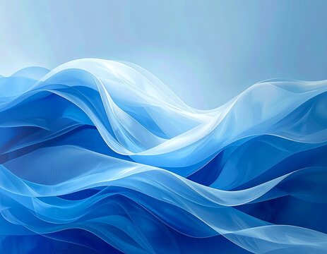 Flowing abstract artwork representing layered transparent blue waves