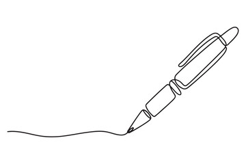 Continuous one line drawing of pen writing tool symbol minimalist outline vector illustration
