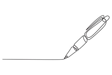 Fototapeta premium Continuous one line drawing of pen writing tool symbol minimalist outline vector illustration 