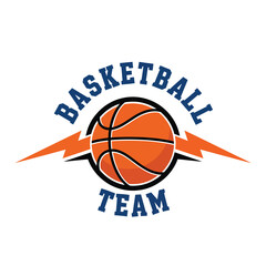Vector art of basketball team logo with bold typography and dynamic design, perfect for sports branding, club identity, or athletic apparel