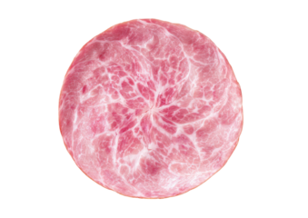 Round pink meat pattern, intricate, with textures