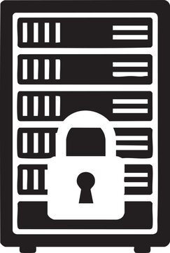 Secure Server Rack Silhouettes Padlock Data Center Finance Security Design