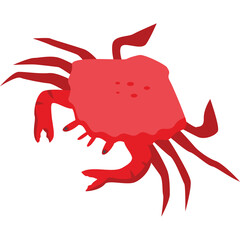 Red Crab Illustration With Multiple Legs And Pincers On A Transparent Background With Simple Red Spots On Its Shell Detailed And Minimalist Style.