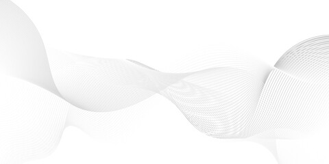 Minimal abstract wave digital white and gray blend futuristic technology flow tech transparent line stripe energy connection web music and sound, beautiful dynamic smooth space texture background.	