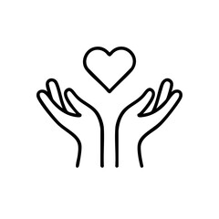 Obraz premium Two open hands with a small heart above — a symbol of kindness, self-love, and gratitude.