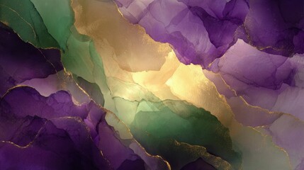 Fototapeta premium Purple green and gold abstract alcohol ink marbling