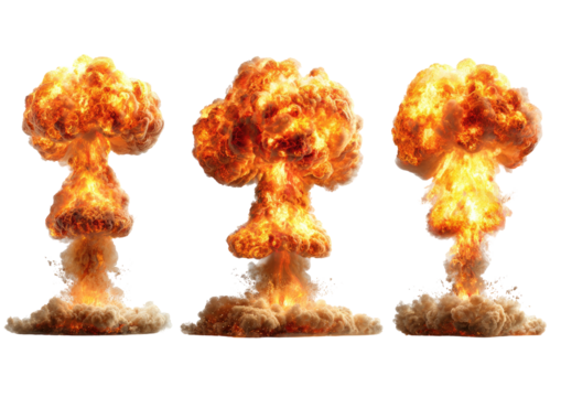 Triple explosions. Fiery mushrooms. Plumes of smoke