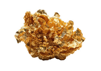 Golden nugget cluster, uneven textured surfaces