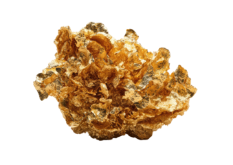 Golden nugget cluster, uneven textured surfaces