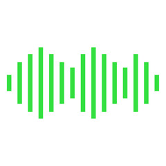 Green audio waveform visualization graphic representing sound frequency and volume levels