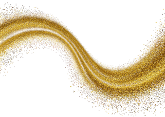 Sparkling gold dust stream curves across the black space