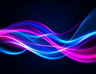 Obraz premium Abstract composition of glowing, wavy ribbons in vibrant blue and pink hues