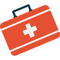 Red First Aid Kit With White Cross Symbol and Straps On A Clean Background © Marti