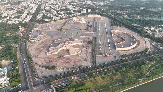 Aerial Shot of Dr. Ambedkar Park in Lucknow, Uttar Pradesh, India	