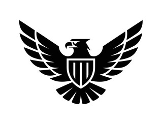 Obraz premium Download this black eagle vector logo design with shield for free, perfect for american symbol graphic art.