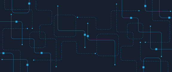 Abstract digital AI circuit board background with tech icons. Digital technology motherboard texture design. Engineering circuit board concept for poster, header, banner, website, presentation