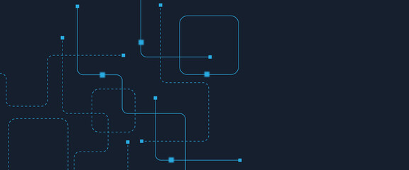 Abstract digital AI circuit board background with tech icons. Digital technology motherboard texture design. Engineering circuit board concept for poster, header, banner, website, presentation