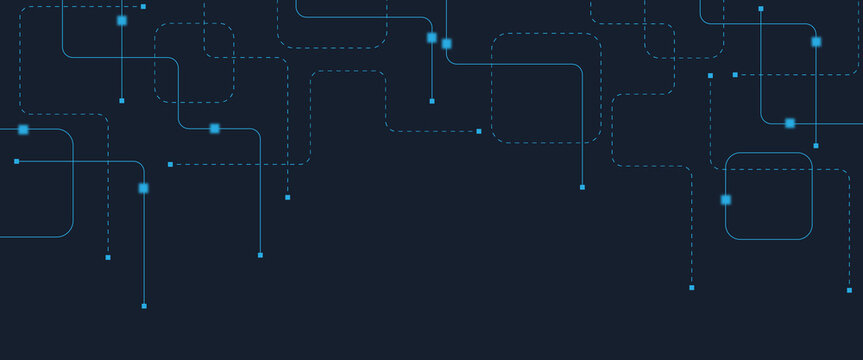Abstract digital AI circuit board background with tech icons. Digital technology motherboard texture design. Engineering circuit board concept for poster, header, banner, website, presentation