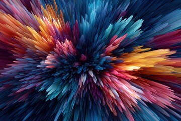 Bright and colorful abstract explosion of shapes creating a vibrant anime-inspired background full of energy and movement
